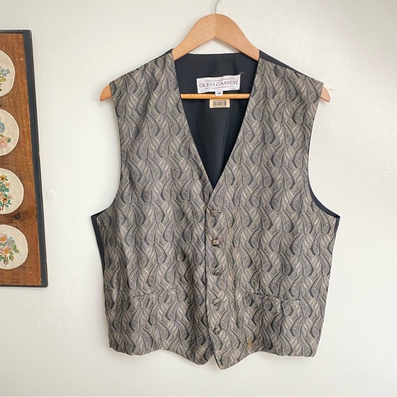 Oleg Cassini Vintage Abstract Waistcoat Vest - Picture 1 of 16